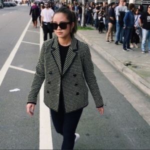 Miss Wu by Jason Wu Check Jacquard Jacket Black Green Size 2